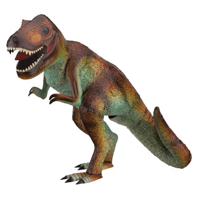Metal Dinosaur Garden Statue with Detailed Three Dimensional Design and Weather Resistant Finish