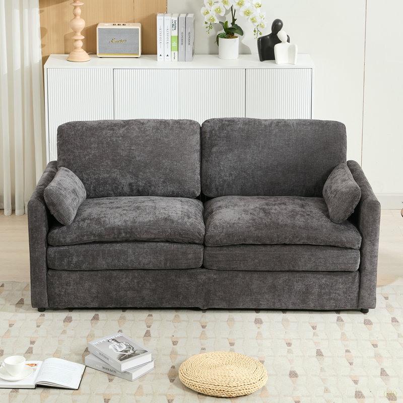 68,1 po Causeuse rembourrée Cozy surdimensionnée Comfy Comfy Cloud Canapé Double, Gris