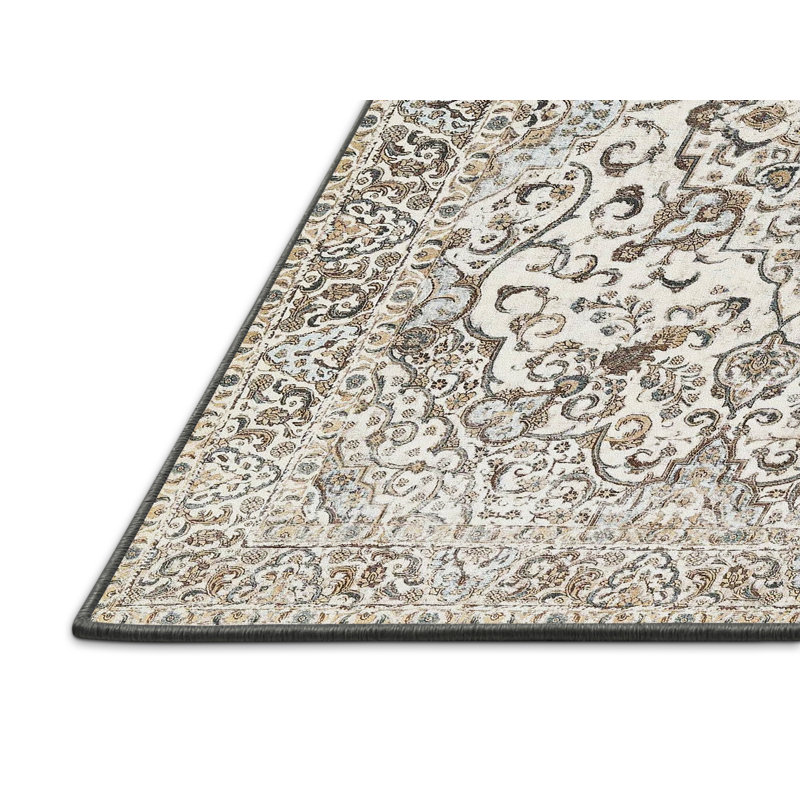 Tapis décoratif grise orientale Duchene, Rectangle 5 pi x 7 pi