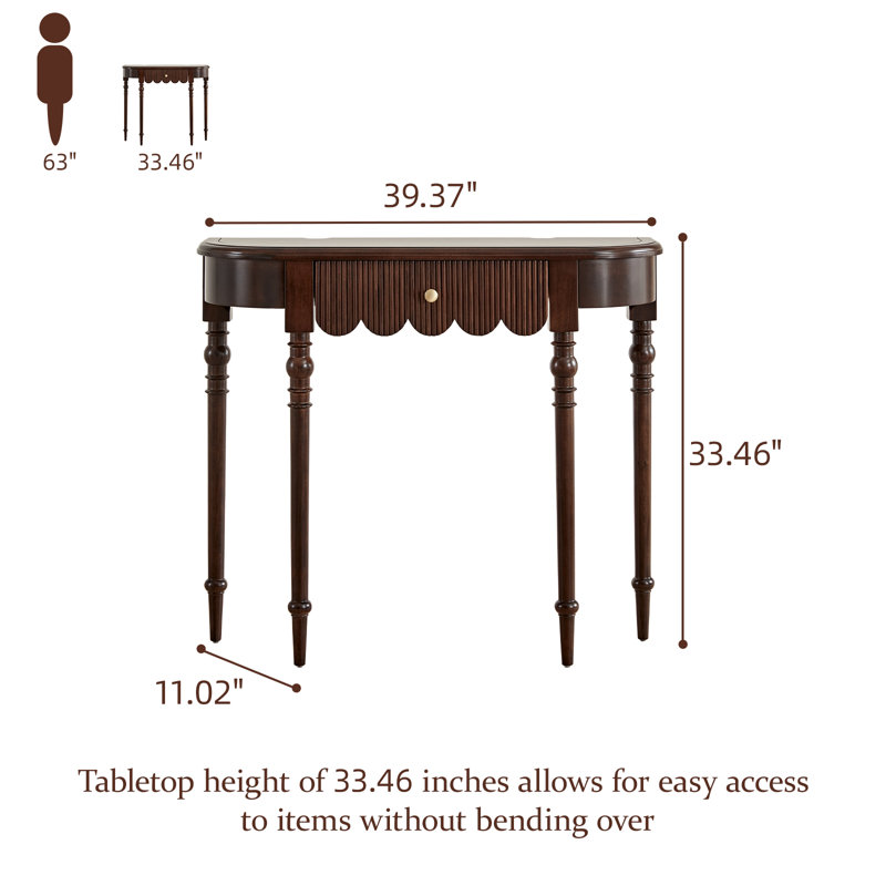 39" Solid Wood Console Table, Walnut