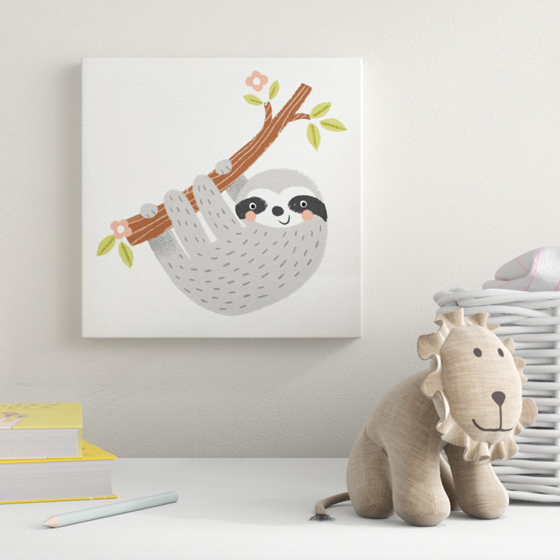 «Grey Sloth», peinture sur toile tendue, H 16 po x l 16 po x P 1,5 po