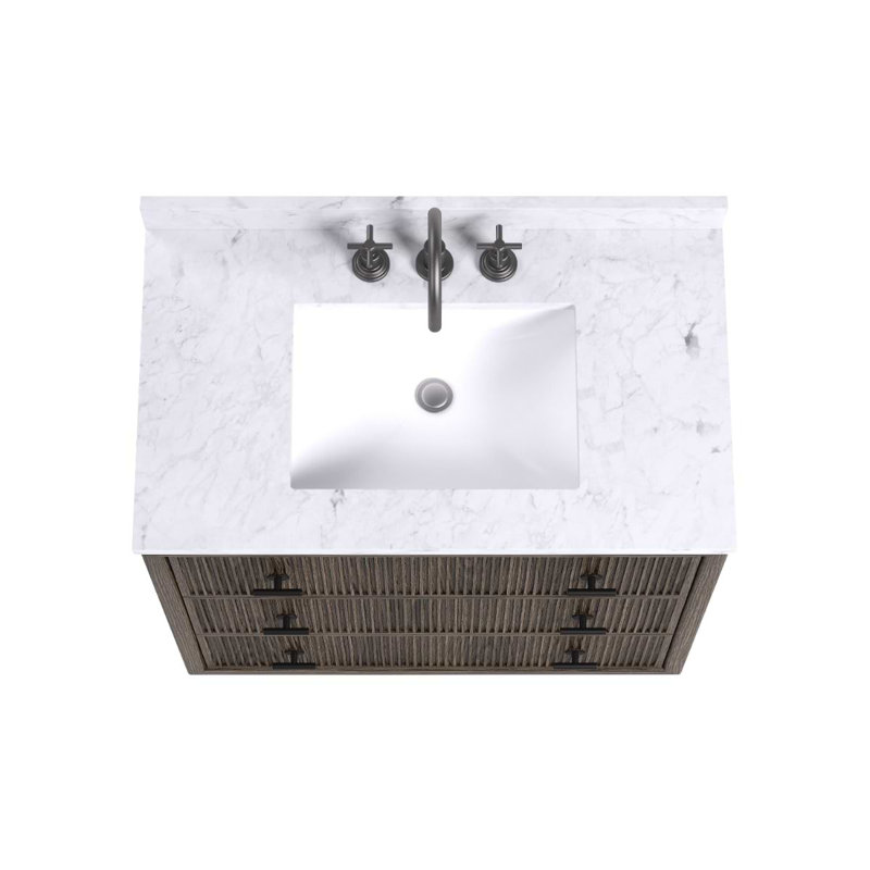 TileBar Studio Vanities Rhett Vanity with Top, Espresso Oak, 36" W, Carrara Marble