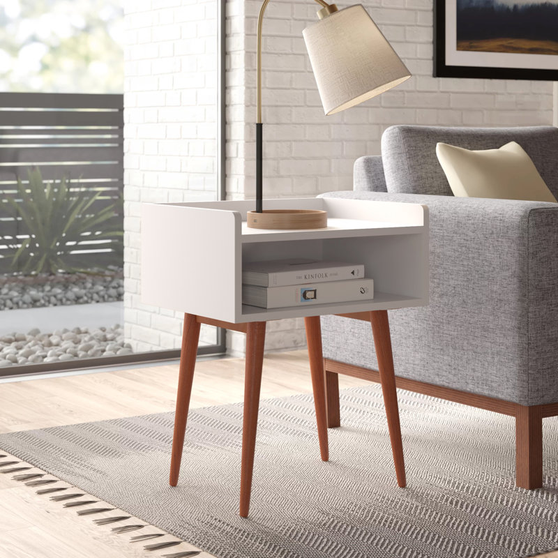 50.8cm W Solid Wood Bedside Table, White