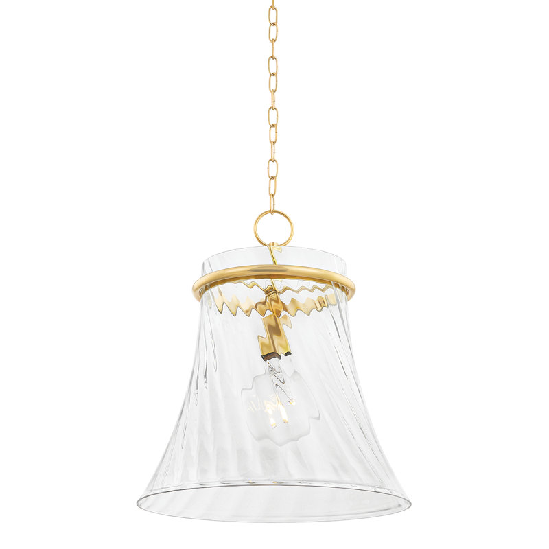 Luminaire suspendu 1 lumière Cantana, Laiton vieilli, H 19,75 po x l 17,75 po x P 17,75 po