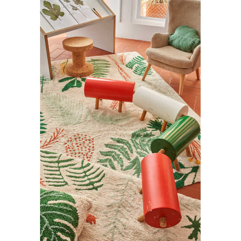 Plants Handmade Floral Area Rug, Rectangle 9' 10" x 6' 7"