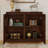 Mid Century Modern V-Shape Fluted Sideboard with Outlet Holes – Dark Walnut-1436042339