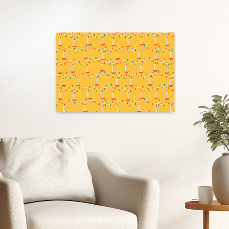 «Christmaspatternno34», impression d'art mural rétro et fantaisiste, 16" H x 24" W