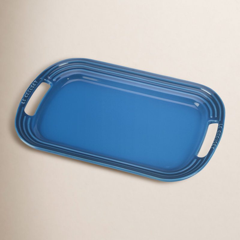 Stoneware Rectangular Serving Tray, White, 1.5" H x 14" W x 9.7" L