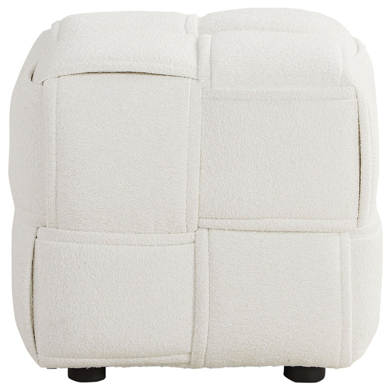 Nunzius 46cm Wide Square Cube Ottoman, Beige Polyester