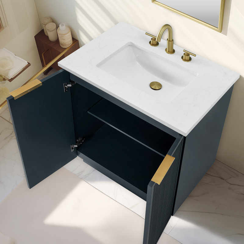 Aderyn 30" Single Vanity, Vintage Blue/Brushed Bronze