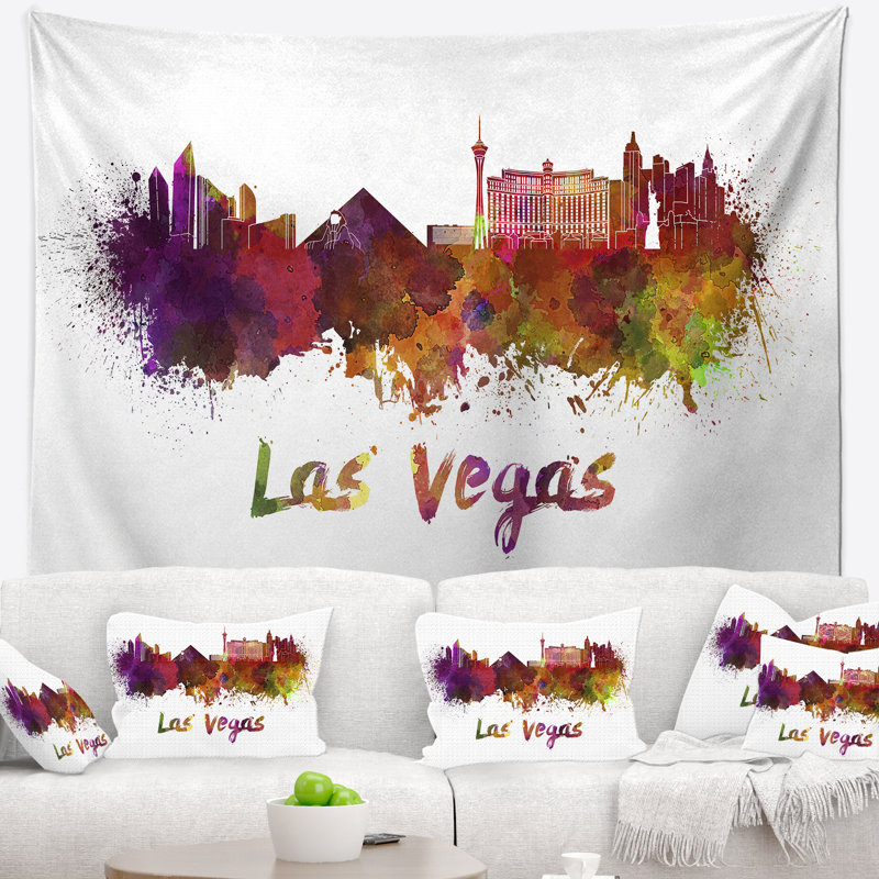 Las vegas skyline tapisserie Cityscape, H 32 po x l 39 po
