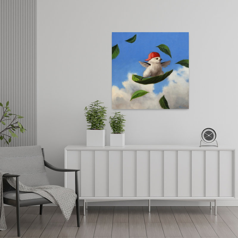 Vent, surfeur, oiseau, art urbain contemporain, H 24 po x l 24 po