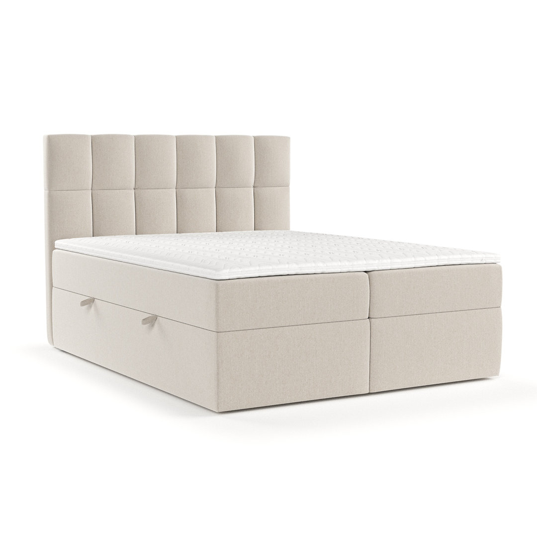 Boxspringbett Naseerah mit Stauraum, Matratze und Topper