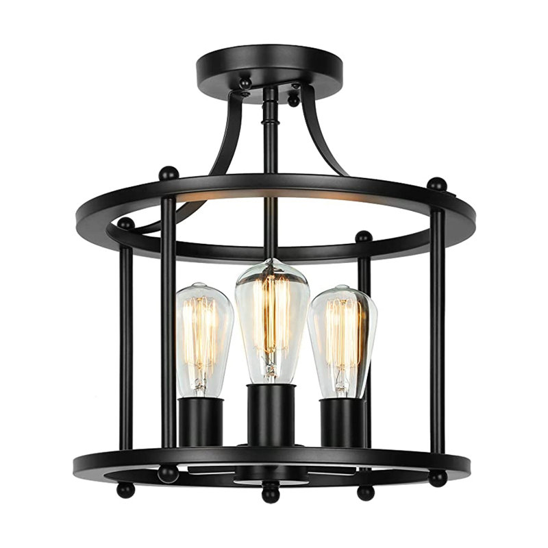 Juanesha 3 - Light Matte Black Caged Pendant