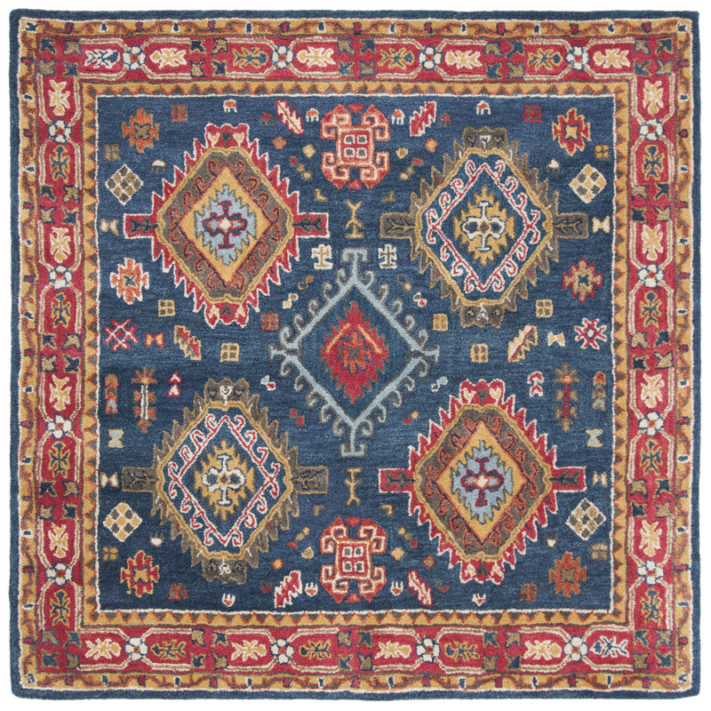 Donnal Hand Tufted Wool Oriental Rug, Square 6'