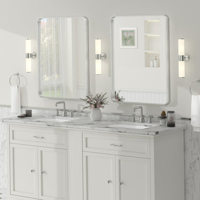 Miroir de salle de bain mural en verre trempé et métal Molly
