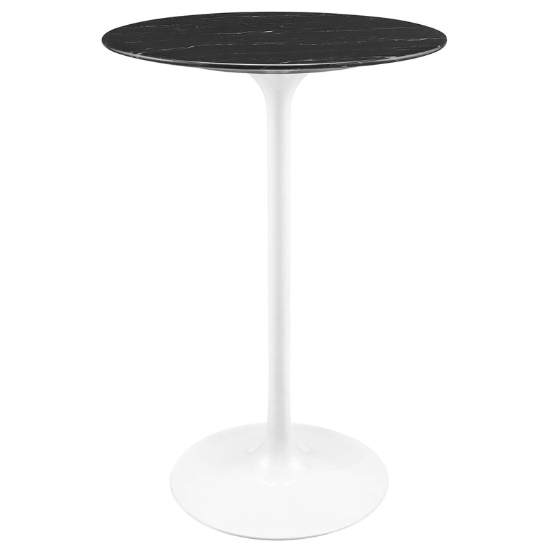 Table de bar Lippa, plateau rond en marbre artificiel, par Modway, Table de bar (hauteur de 39,5 po), L 28 po x l 28 po