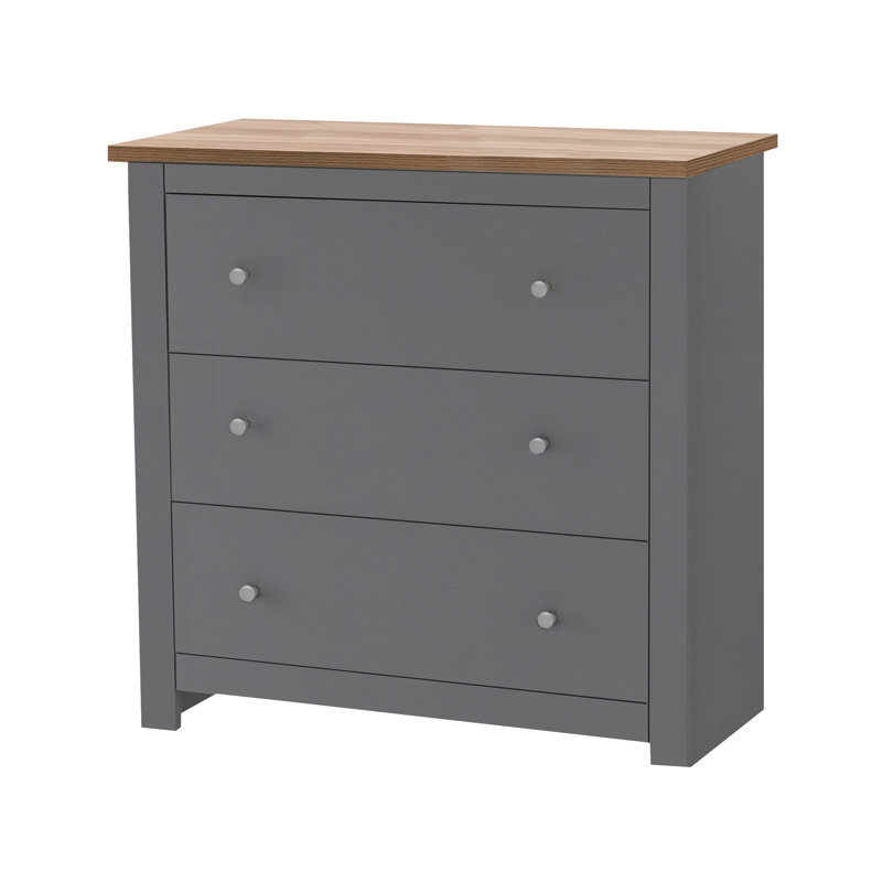 Amea 79cm W 3 - Drawer Chest of Drawers, Oak/Grey
