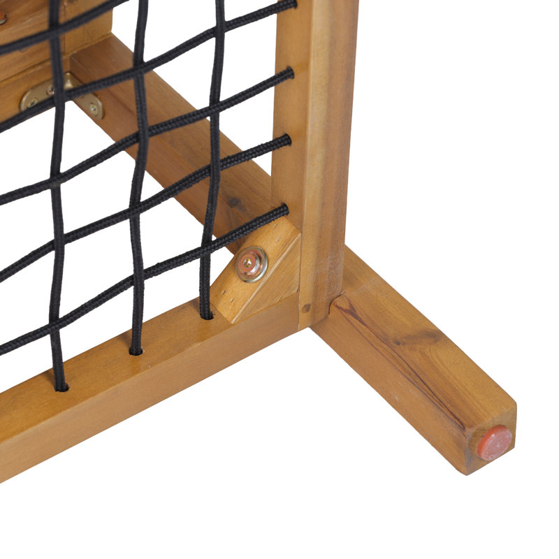 Table basse d'extérieur en bois d'acacia avec tablette de rangement en corde tissée