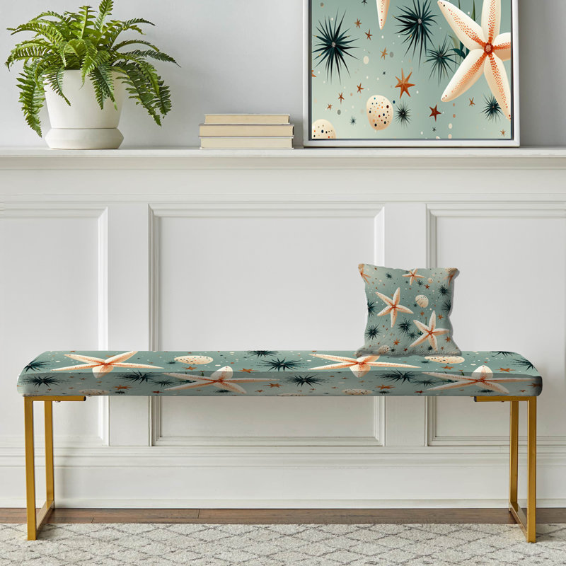Étoile de mer côtière à motif beige - Banc rembourré doré