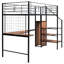 Lit mezzanine simple en métal noir avec bureau et grille. Fabrication robuste. Garde-robe latérale pour optimiser l'espace. Multiples activités polyvalentes. Convient à la décoration d'une pièce. Matelas non inclus Grille de taille en noir.-1237468414-1237468413
