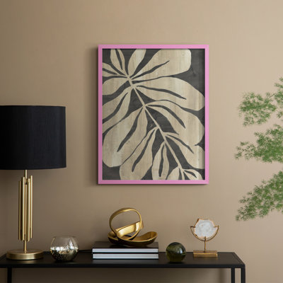 «Bold Leaf Fossil I», reproduction encadrée - bois massif