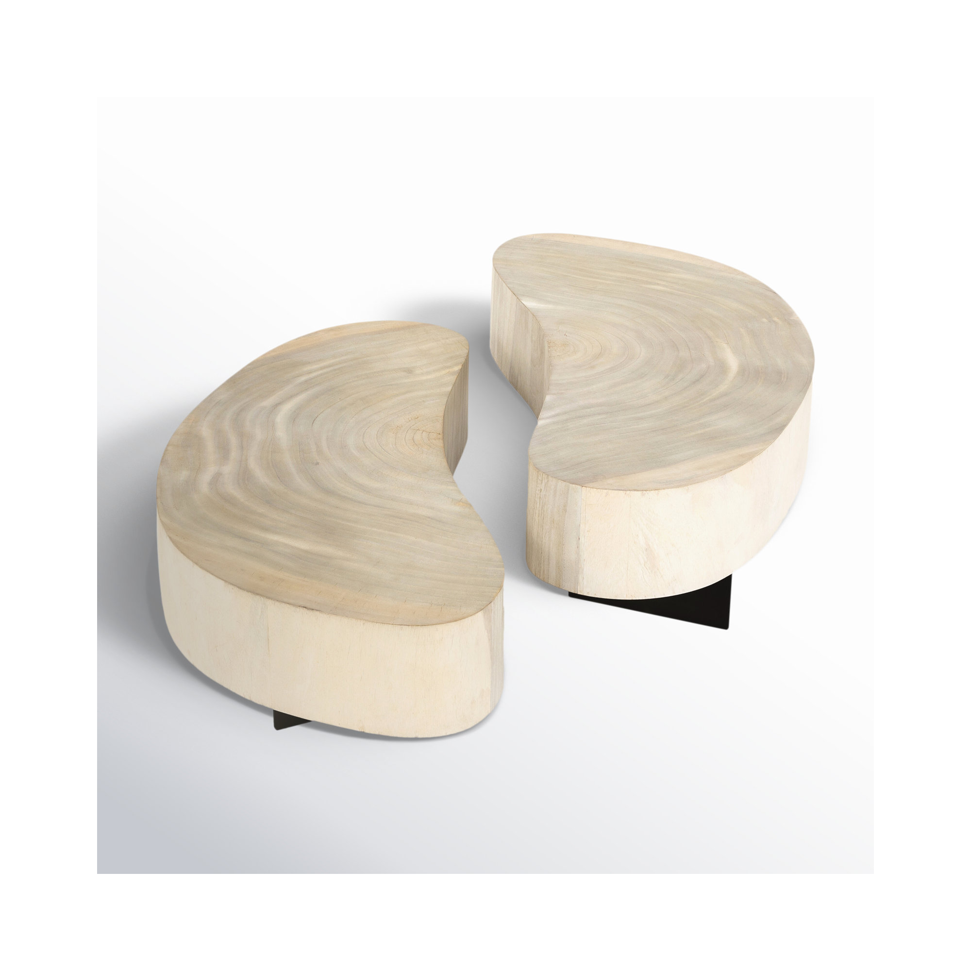 Anasta Solid Wood Single Coffee Table, Bleached Guanacaste, Dark Gunmetal