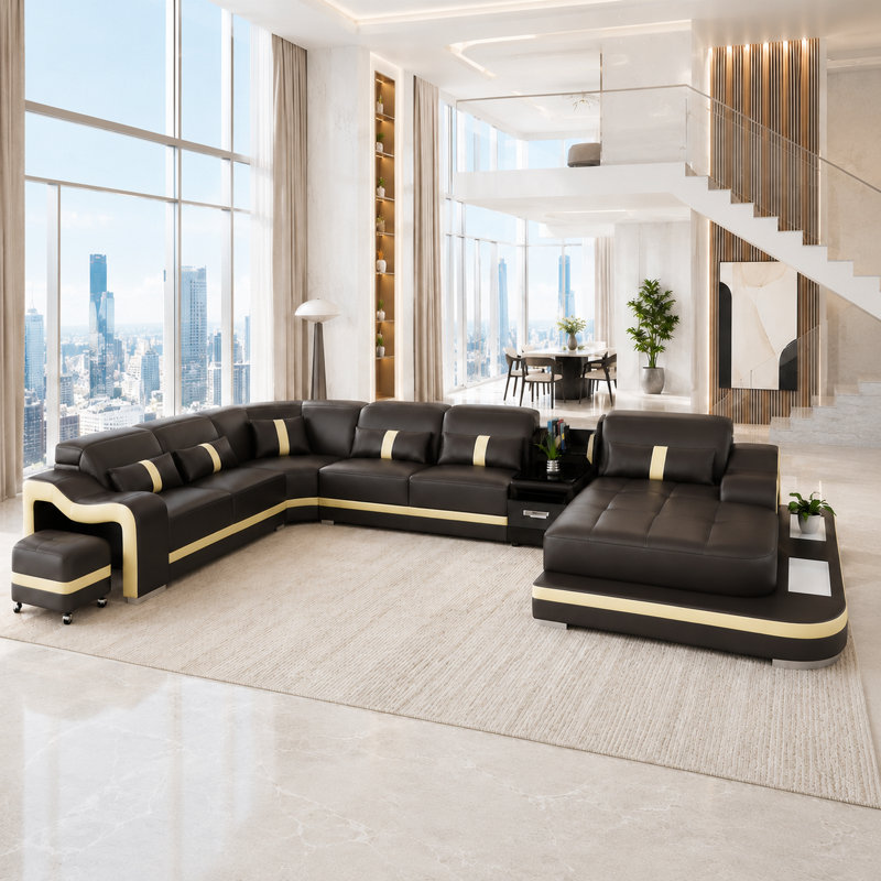 Lloydene 5 - Piece Slipcovered Leather Sectional, Right Hand Facing