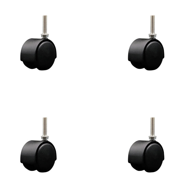 Ensemble de 4 roulettes en nylon noir 2 pouces