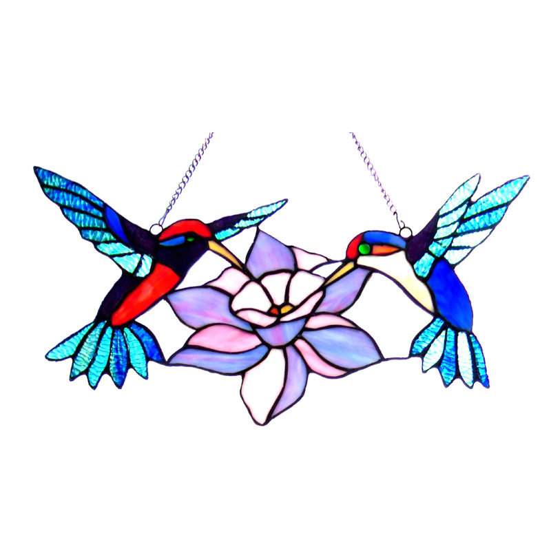Panneau de fenêtre colibris en verre tiffany