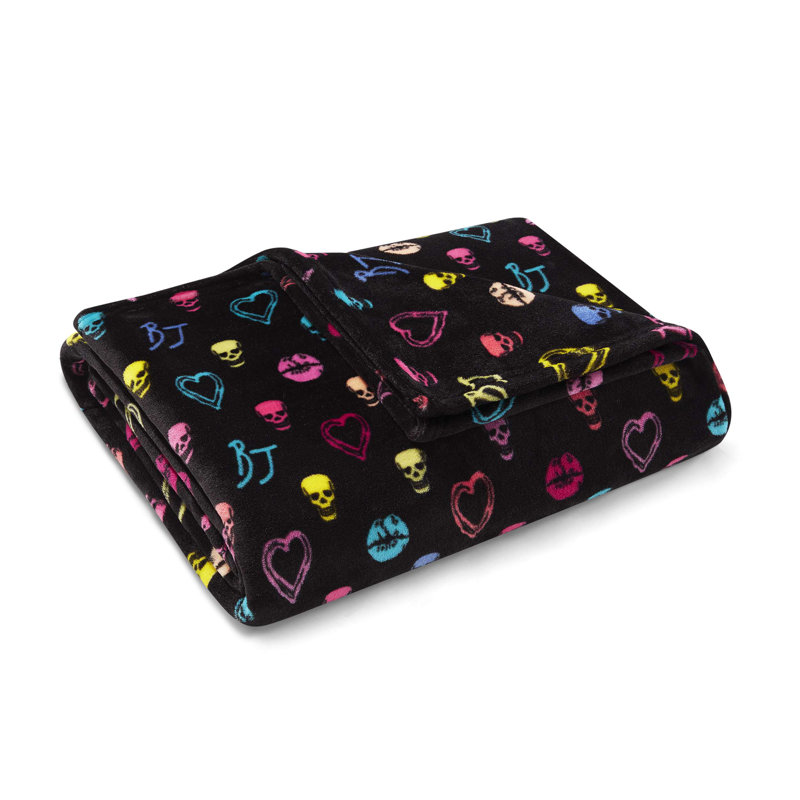 Couvertures en molleton doux Betsey Johnson, Jeté, Betsey Signature noir