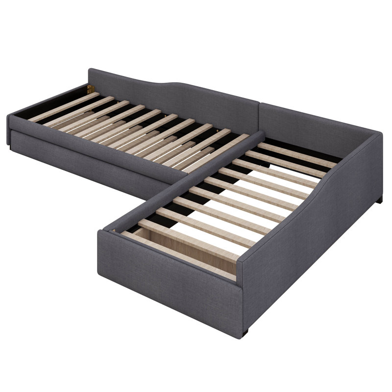 Twin Platforms Bed with Trundle by Latitude Run®, Grey