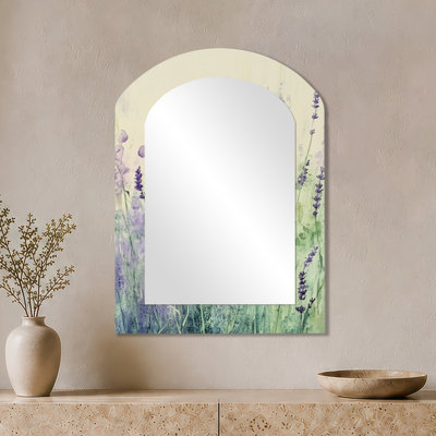 Botanical Arched Vanity Mirror – Lavender Meadow Drift, Metal Print