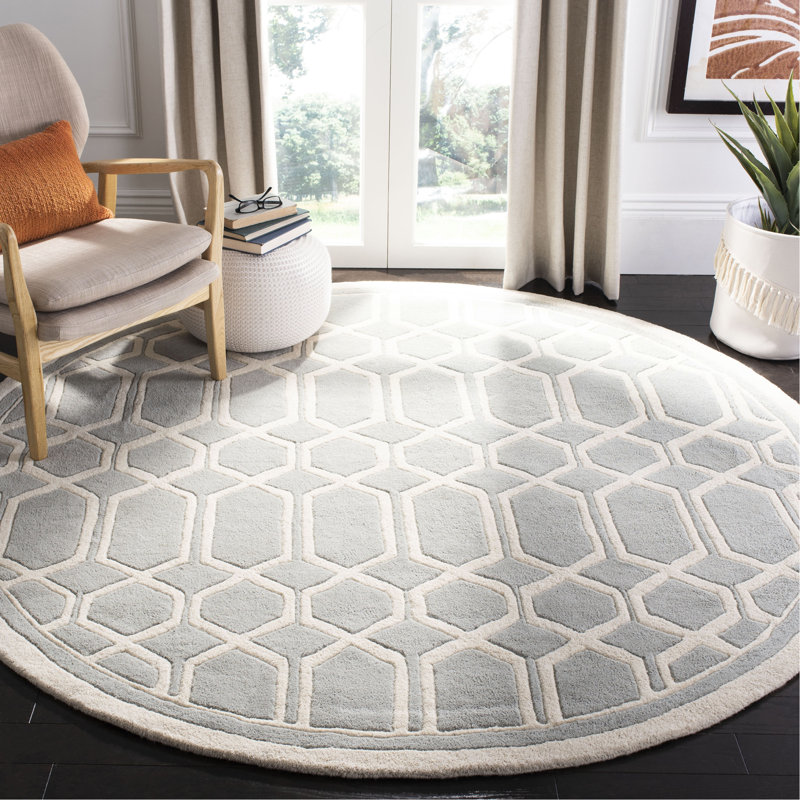 Swallow Hand Tufted Wool Geometric Rug, Round 7'