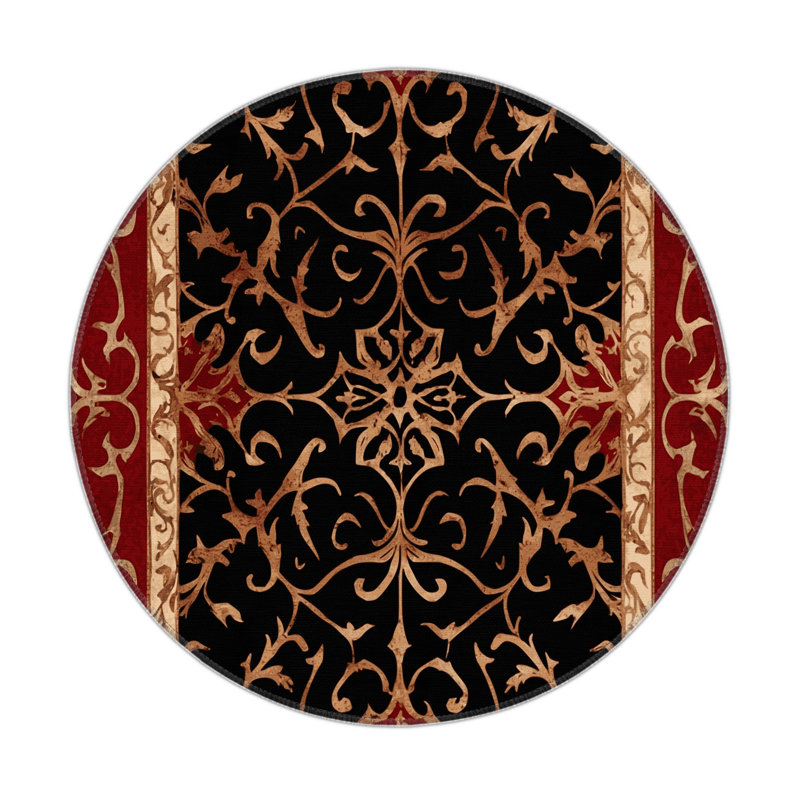Empire Scroll Indoor And Outdoor Area Rug, Round 5'