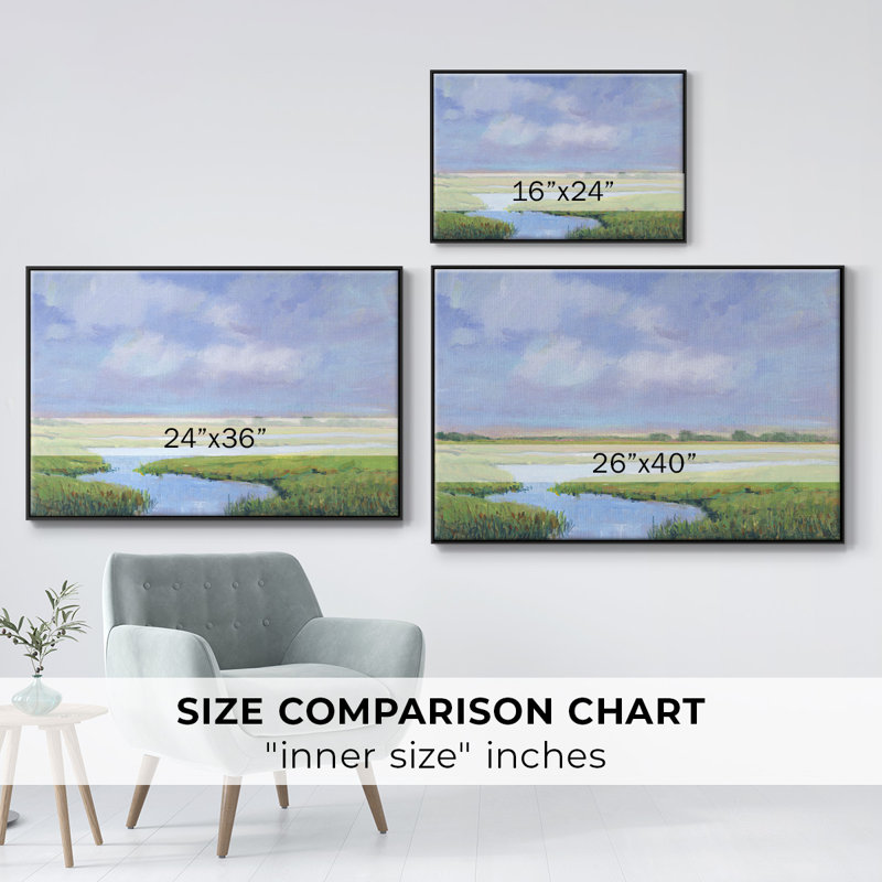 Summer Marsh II, reproduction d'art sur toile, H 27 po x l 41 po x P 2 po, Cadre noir