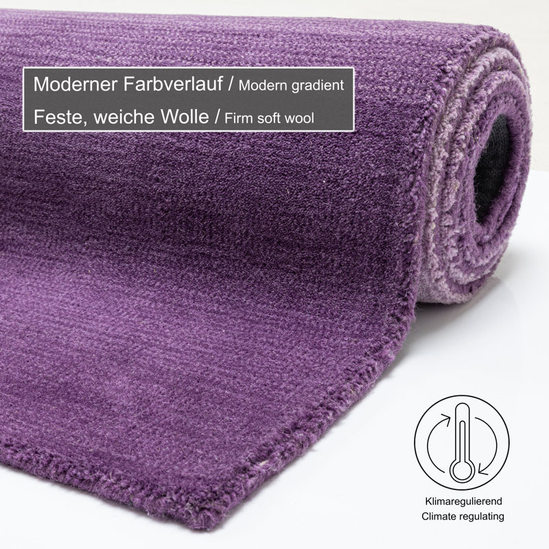 Hand-Loomed Wool Purple Rug, Rectangle 190 x 290cm