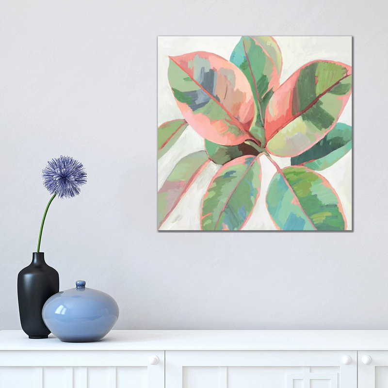 Pink Ficus II by Asia Jensen - Painting on Canvas, Wrapped Canvas, 45.72cm H x 45.72cm W x 3.81cm D