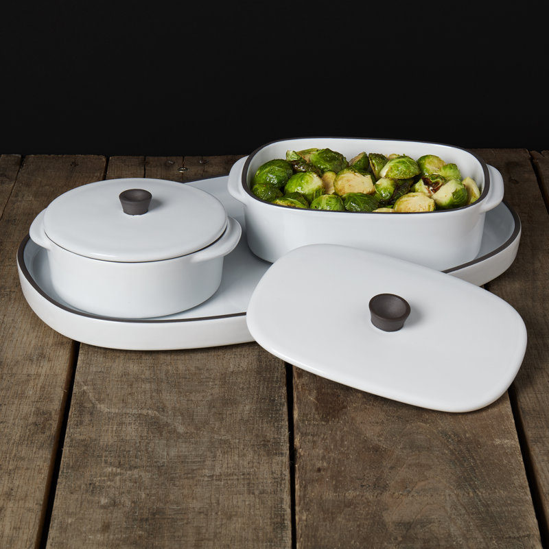 Denmark Tools for Cooks 5-Piece Stoneware Bake & Serve Set, White