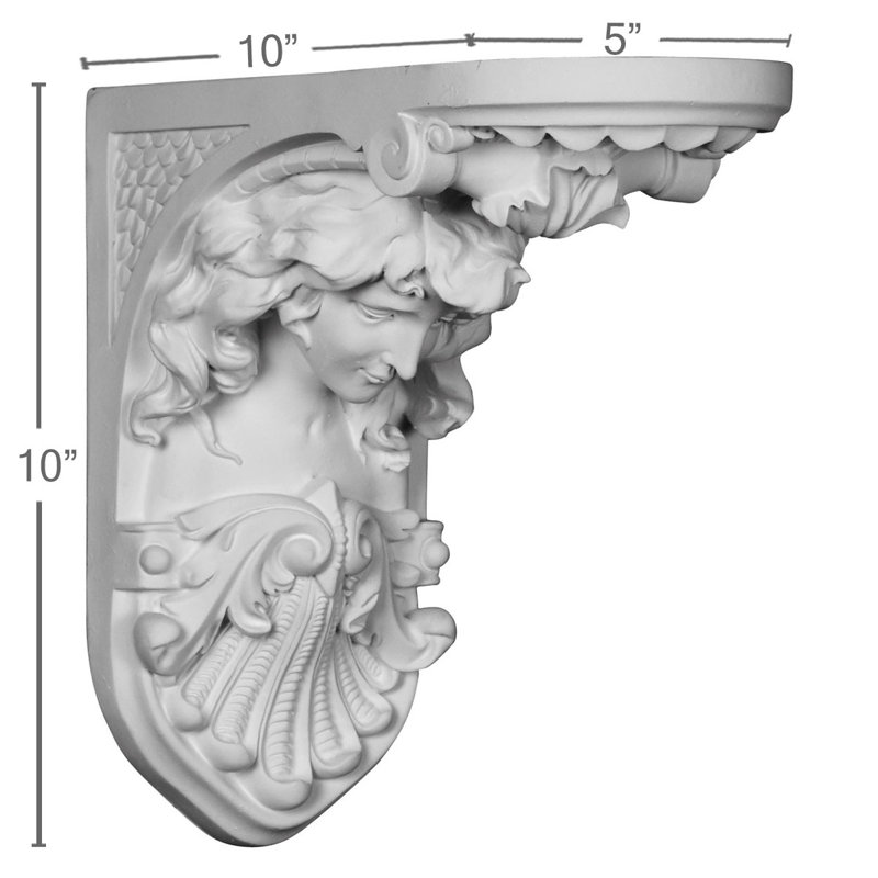 Endurathane Hestia Corbel, 5"W x 10"D x 10"H, Factory Primed