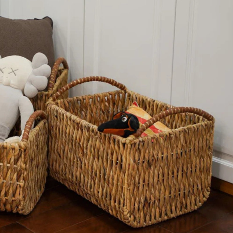 Handwoven Nestable Water Hyacinth Storage Baskets Set Of 3