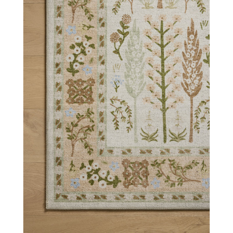 Tapis crème Rifle Paper Co. x Loloi, Carré 1 pi 6 po