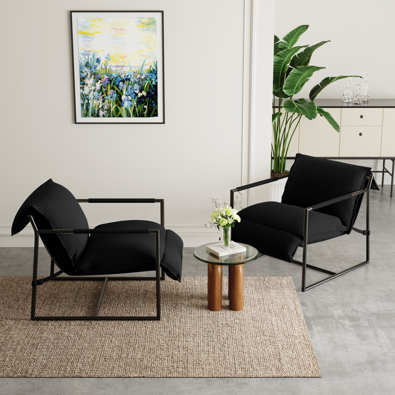 Finnigan 78.2Cm Wide Armchair, Black Polyester Blend/Fabric