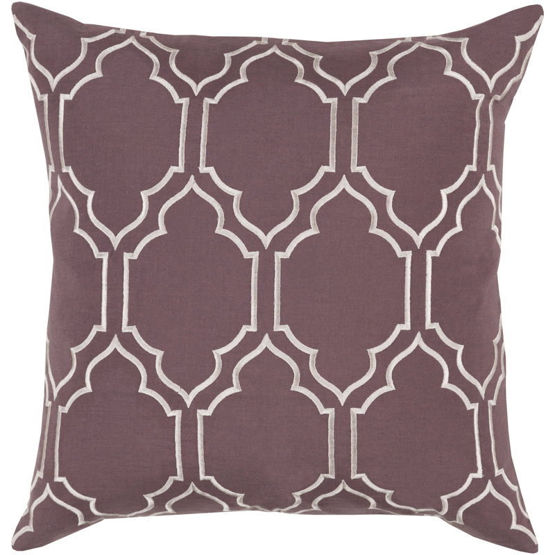 Skyline Geometric Throw Pillow, 18" H x 18" W x 4" D, Light Gray / Plum