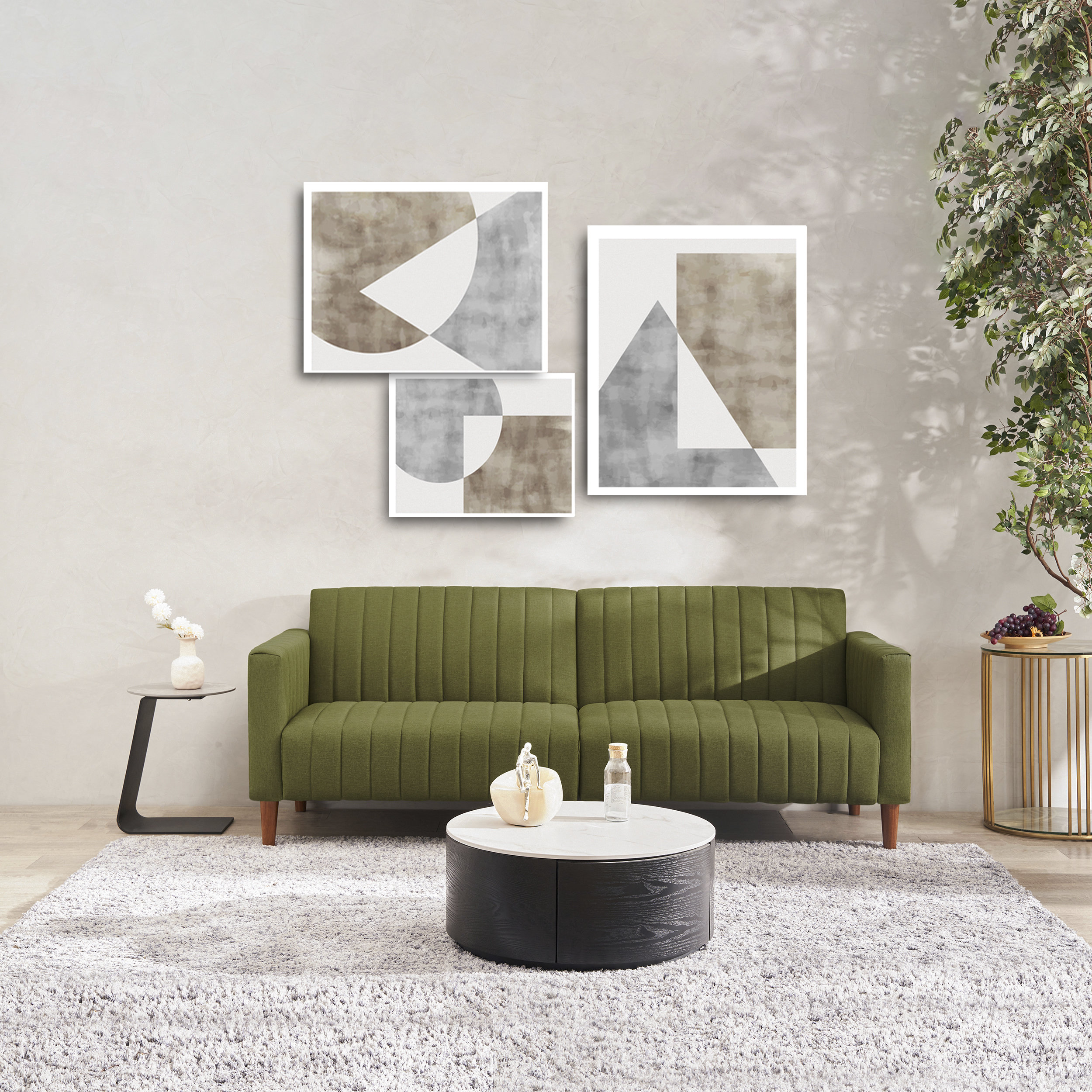 Hansfried 83.8'' Upholstered Convertible Sofa Hokku Designs Color: Green