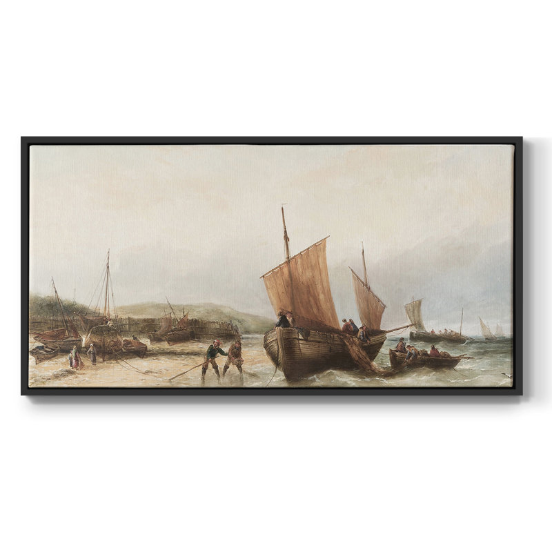 Nautical Series-CCDXV- Toile tendue avec châssis tendue, prête à être accrochée, H 17 po x l 33 po, Noir