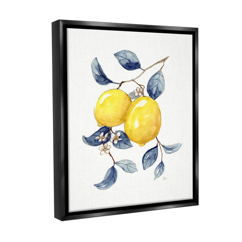 "Minimal Lemon Fruits" par Nan sur toile, Cadre flottant noir de jais, H 21 po x l 17 po