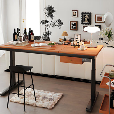 59.06"Solid Wood Electric Tilt and Height-Adjustable Desk