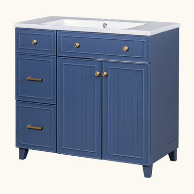 Armoire de salle de bain de style transitionnel avec lavabo en résine