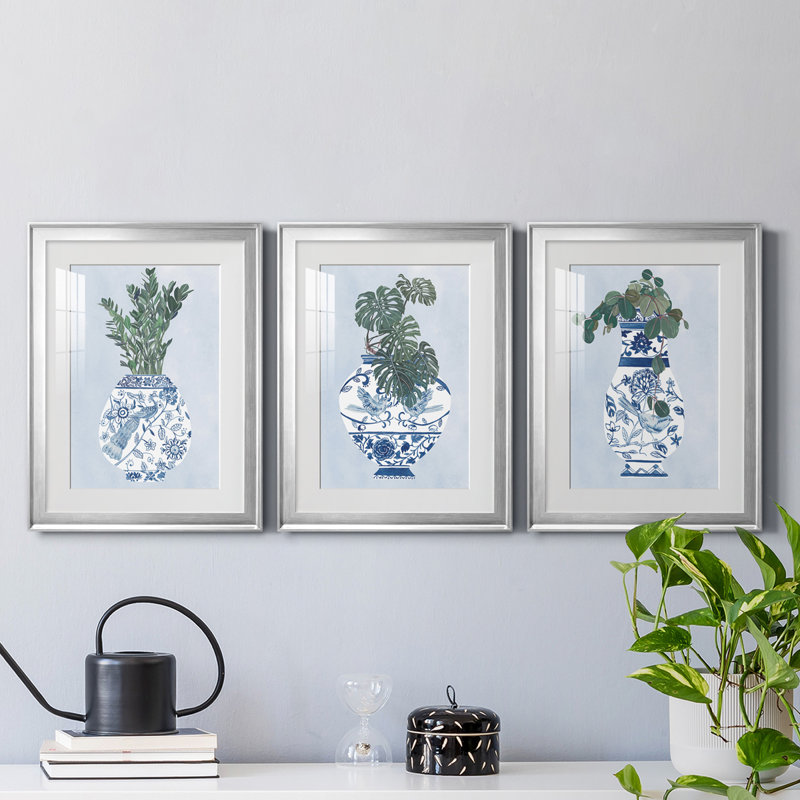«Moonlight Vase I», reproduction encadrée de qualité supérieure - prête à être accrochée, H 24,5 po x l 55,5 po x P 1 po